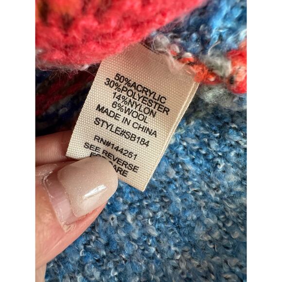 Moon & Madison Women's Multicolor Block Sweater Wool Blend Size XS Oversized - Picture 7 of 8